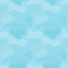 Camouflage Bright Blue Seamless Pattern And Background. Clean And Minimal Seamless Pattern.