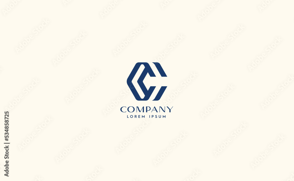 Letter C monogram. Isometric line art logo mockup, modern trendy linear ...