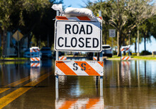 Road Closed Sign In Flood