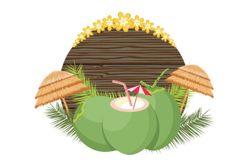 Wall Mural - coconut drink. coconut vector. fresh drink illustration of green young coconut