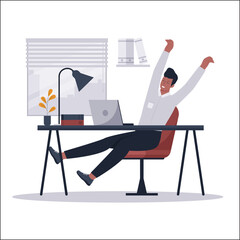 Wall Mural - Business people doing stretches office. Illustration for websites, landing pages, mobile applications, posters and banners. Trendy flat vector illustration