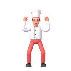 Wall Mural - 3d render of angry cook in white uniform