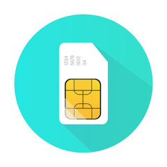Poster - The SIM card icon is white with a number. Vector illustration