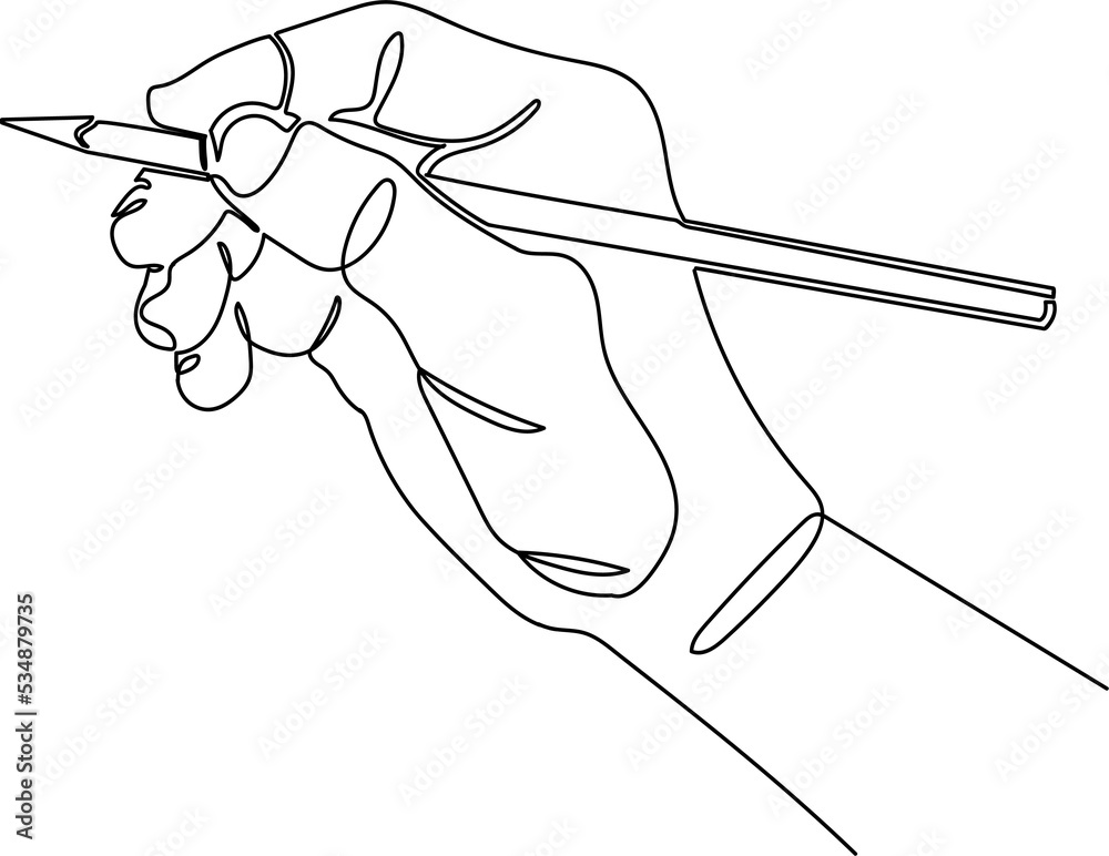 continuous line drawing of hand drawing line with pencil Stock ...