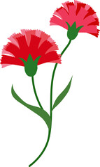 Wall Mural - Cartoon botanic garden plant flower red carnation