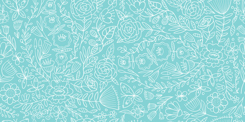 Wall Mural - Floral Garden. Spring concept Background. Seamless pattern for your design. Vector illustration