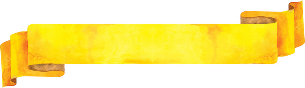 Watercolor yellow banner. Hand painted banners isolated