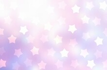 Airy Light Pink Lilac Blue Soft Background Decorated Stars Pattern.