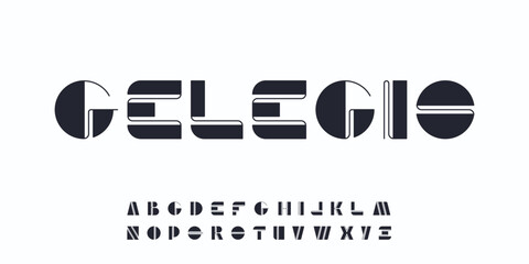 Leinwandbilder - Geometry bold and thin contrast modern font, graphical english alphabet.