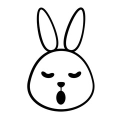 Wall Mural - Line art bunny emoticon. PNG with transparent background.