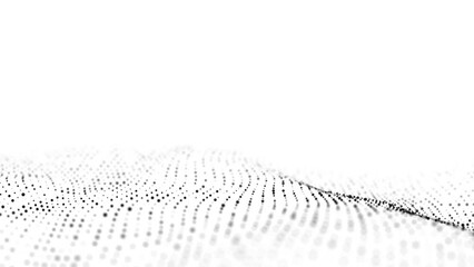 Poster - abstract technology wave of particles. big data visualization. light background with motion dots and