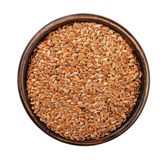 Wall Mural - Clay bowl of flaxseed isolated on white background. File contains clipping path.