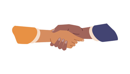 Poster - Handshake gesture of business workers, partners or friends. People shaking hands, greeting or making agreements at work, successful deal. Vector in flat style