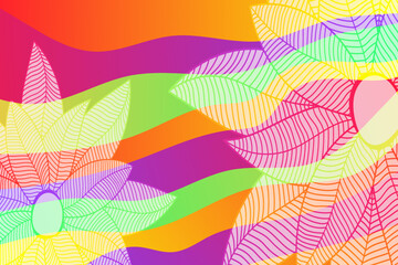 Poster - Abstract vector color background with waves and flower.