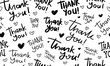 Thank you handwriting text and cute heart shapes. Seamless pattern repeating texture background vector illustration design.