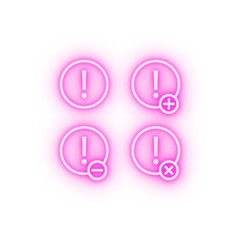 Poster - exclamation plus remove minus sign neon icon