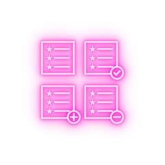 Poster - test list plus check minus sign neon icon