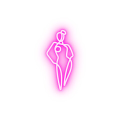 Poster - one line body woman neon icon