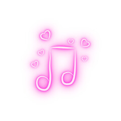 Poster - musical note with hearts sketch neon icon