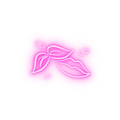 Poster - lips with hearts sketch neon icon