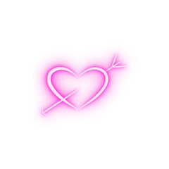 Poster - heart pierced with arrow sketch neon icon