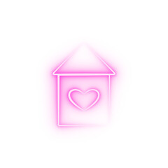 Poster - house with heart sketch neon icon