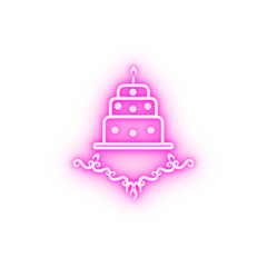 Poster - wedding cake sketch neon icon