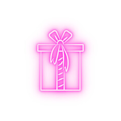 Poster - gift box sketch neon icon