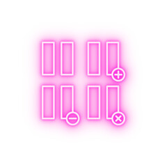 Poster - pause plus remove minus sign neon icon