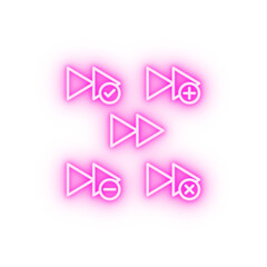 Poster - rewind plus remove minus check sign neon icon