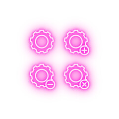 Poster - gear plus remove minus sign neon icon
