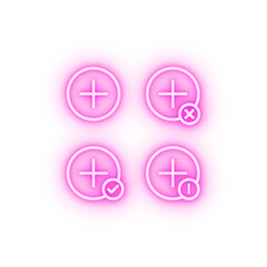 Poster - plus plus check minus exclamation sign neon icon