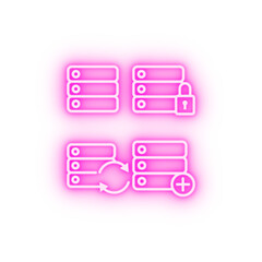 Poster - server lock refresh plus sign neon icon