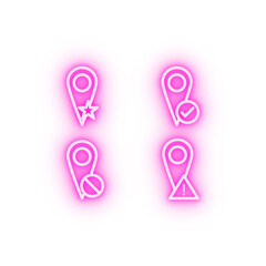 Poster - pin star check delete exclamation sign neon icon