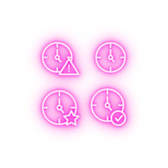 Poster - time exclamation star check sign neon icon