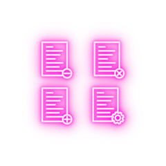 Poster - text list remove delete plus settings sign neon icon
