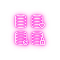 Poster - date base lock settings heart sign neon icon