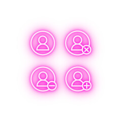 Poster - contact remove plus delete sign neon icon