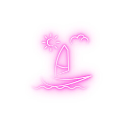 Poster - sailing ship neon icon