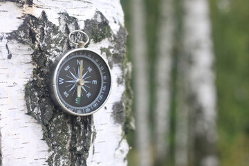 round compass on natural background