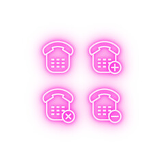Poster - set of home phone neon icon