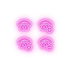 Sticker - set of home phone neon icon