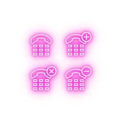 Poster - set of handset button set neon icon