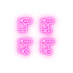 Poster - set of SMS smartphone neon icon