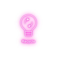 Poster - recycle bulb idea neon icon