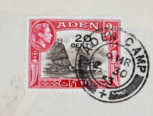 Briefmarke Stamp Vintage Retro Alt Old Aden Camp 1953 Papier Paper Post Letter Mail Brief Post Letter Mail Brief Schiff Ship Catpure Of Aden Sebel 20 Cents