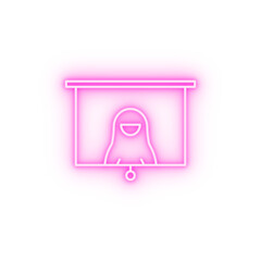 Poster - presentation Muslim businesswoman neon icon