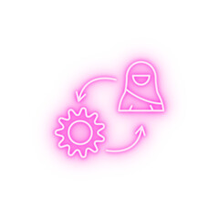 Poster - management Muslim businesswoman neon icon