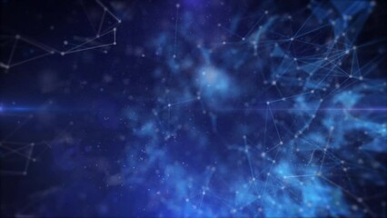 Leinwandbilder - Abstract digital low poly data network flowing seamless loop 4K motion on blue background.