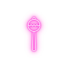 Wall Mural - Rattle toy baby concept line neon icon